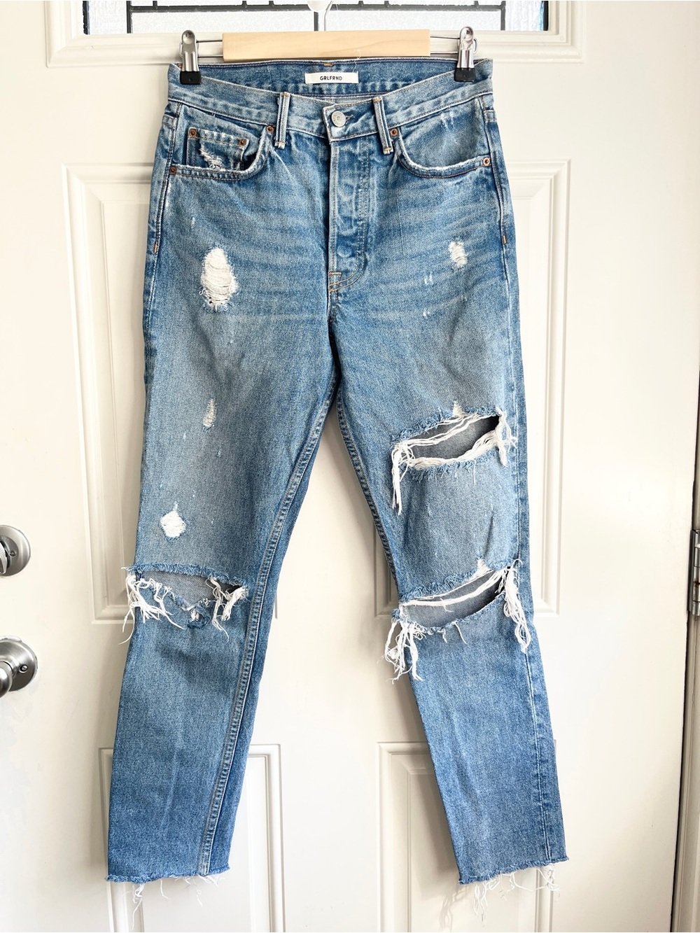 GRLFRND karolina distressed high rise denim jeans